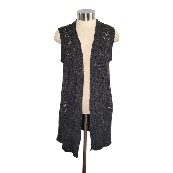 Kim Rogers Sleeveless Knit Soft Lightweight Long Cardigan Sweater Size M Gray - Picture 2 of 7